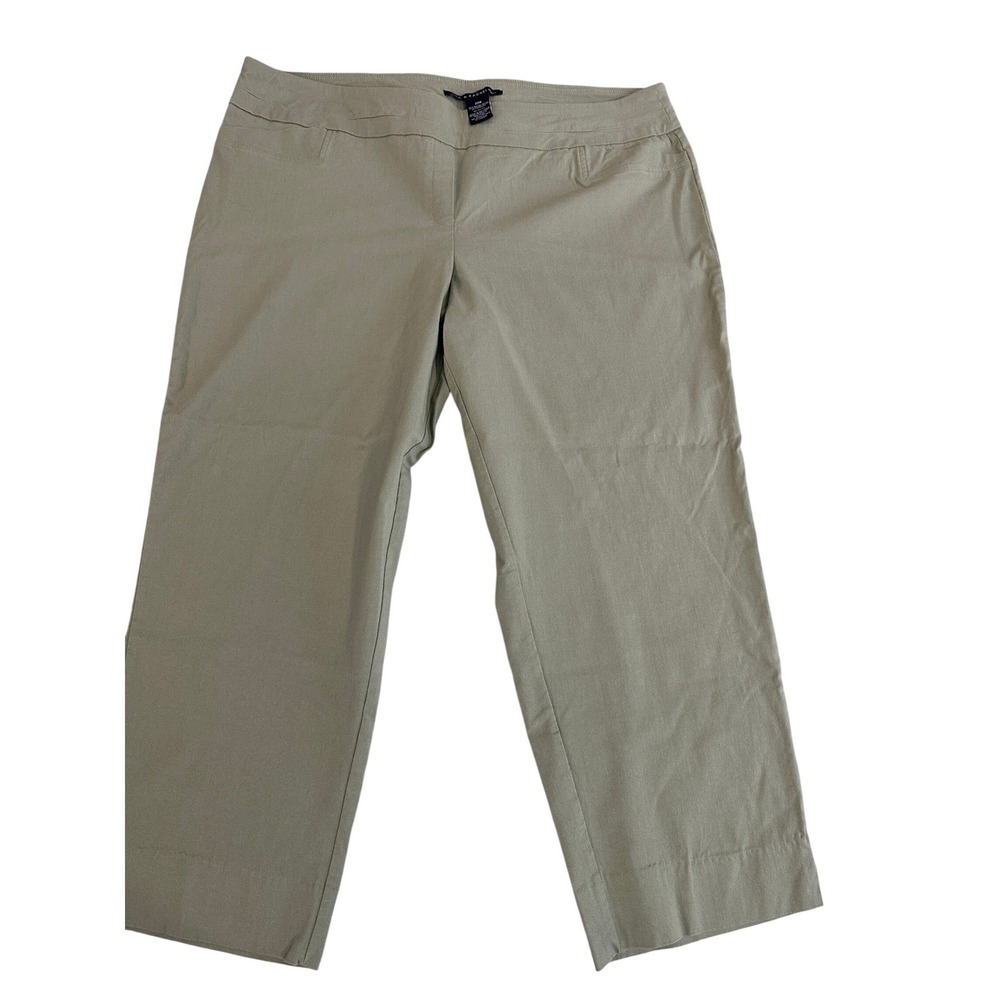 Zac & Rachel Woman Olive Green Pull On Crop Pants‎ Size 22W Stretch Trousers